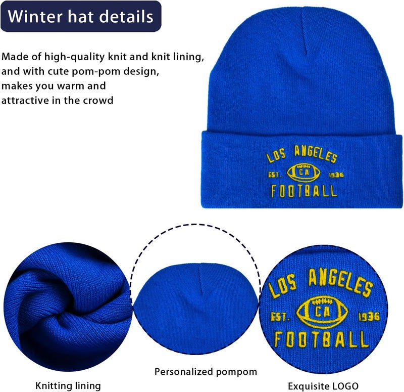 mtstaowe Vintage Classic Skull Cap Embroidery Beanie Fasion Hat Cuffed Winter Hat Knit Comes with Warm Gloves Gifts for Men Women Fans - Image 2